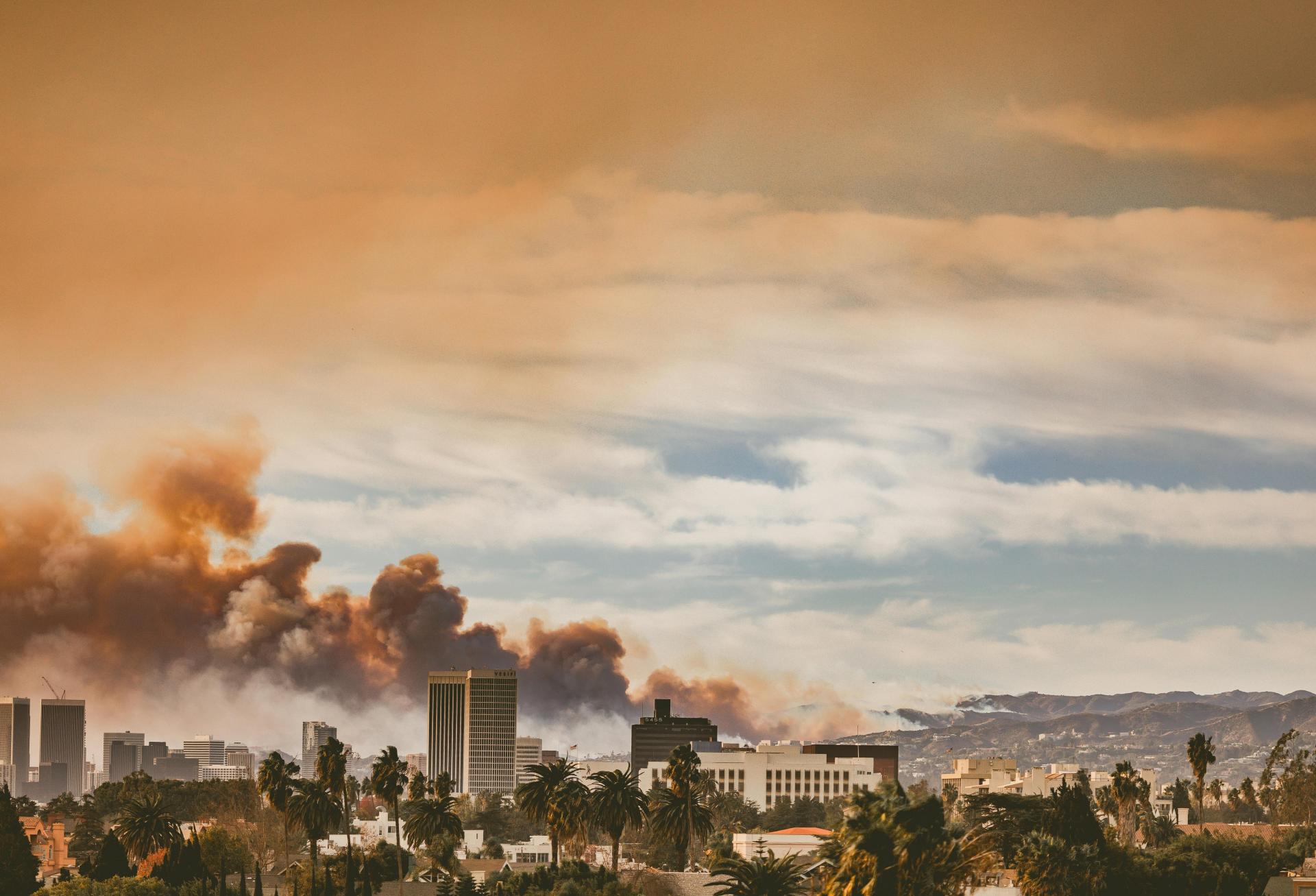 Smoke seen rising over Koreatown on Jan. 9, 2025.
