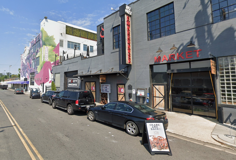 A view down Okie Street of Ivy City Smokehouse and City Winery in D.C.'s Northeast quadrant