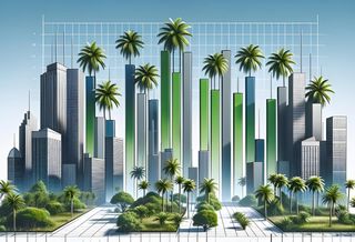 Bar Chart Skyscrapers Palm Trees
