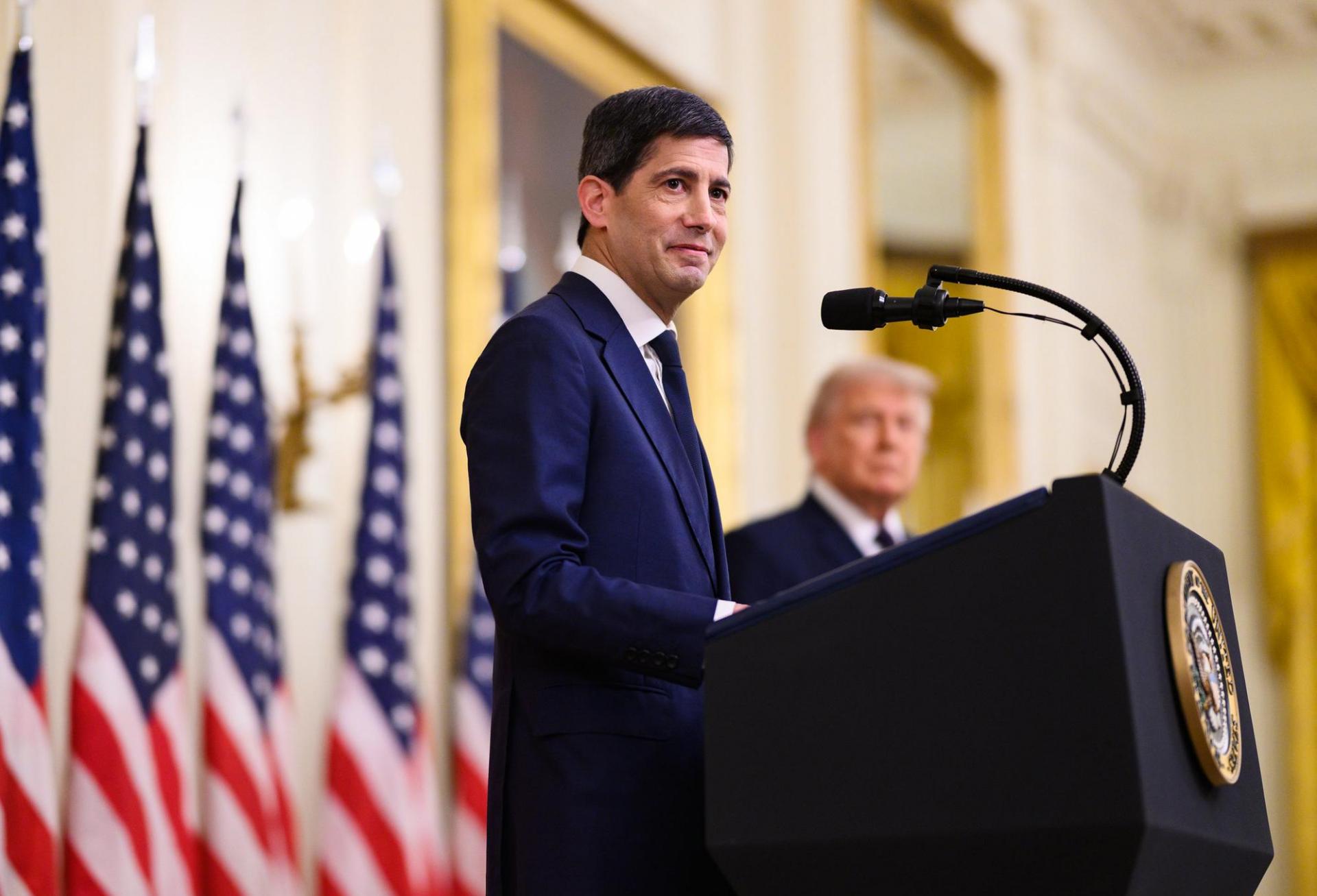 Federal Reserve Chair Kevin Warsh delivers remarks at his swearing-in ceremony in the East Room of the White House, Friday, May 22, 2026. (Official White House Photo by Daniel Torok)
