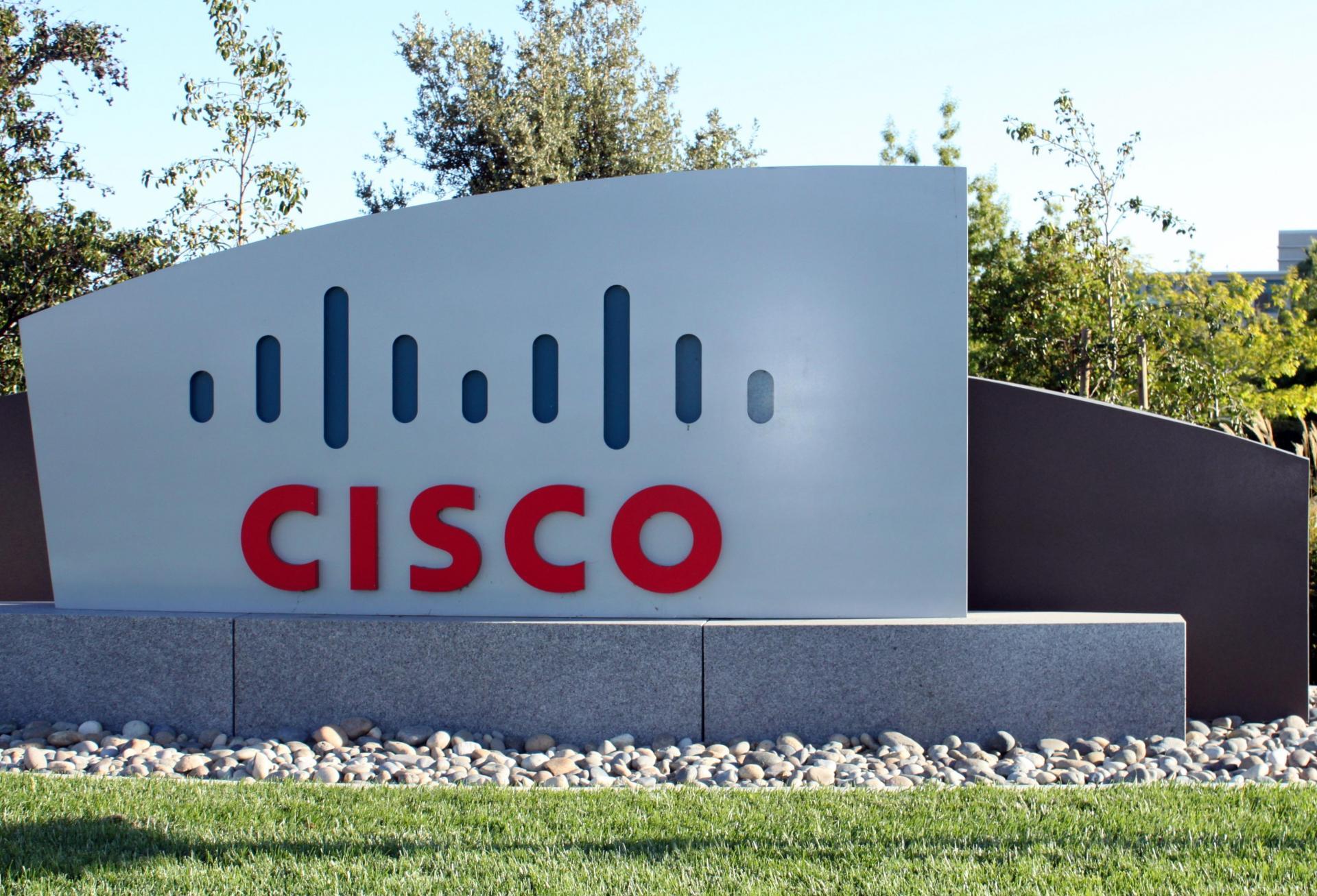 Cisco sign outside of its San Jose headquarters.