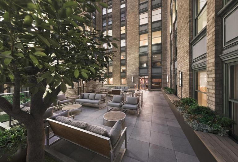 The terrace off the Club Room at the Helmsley Building