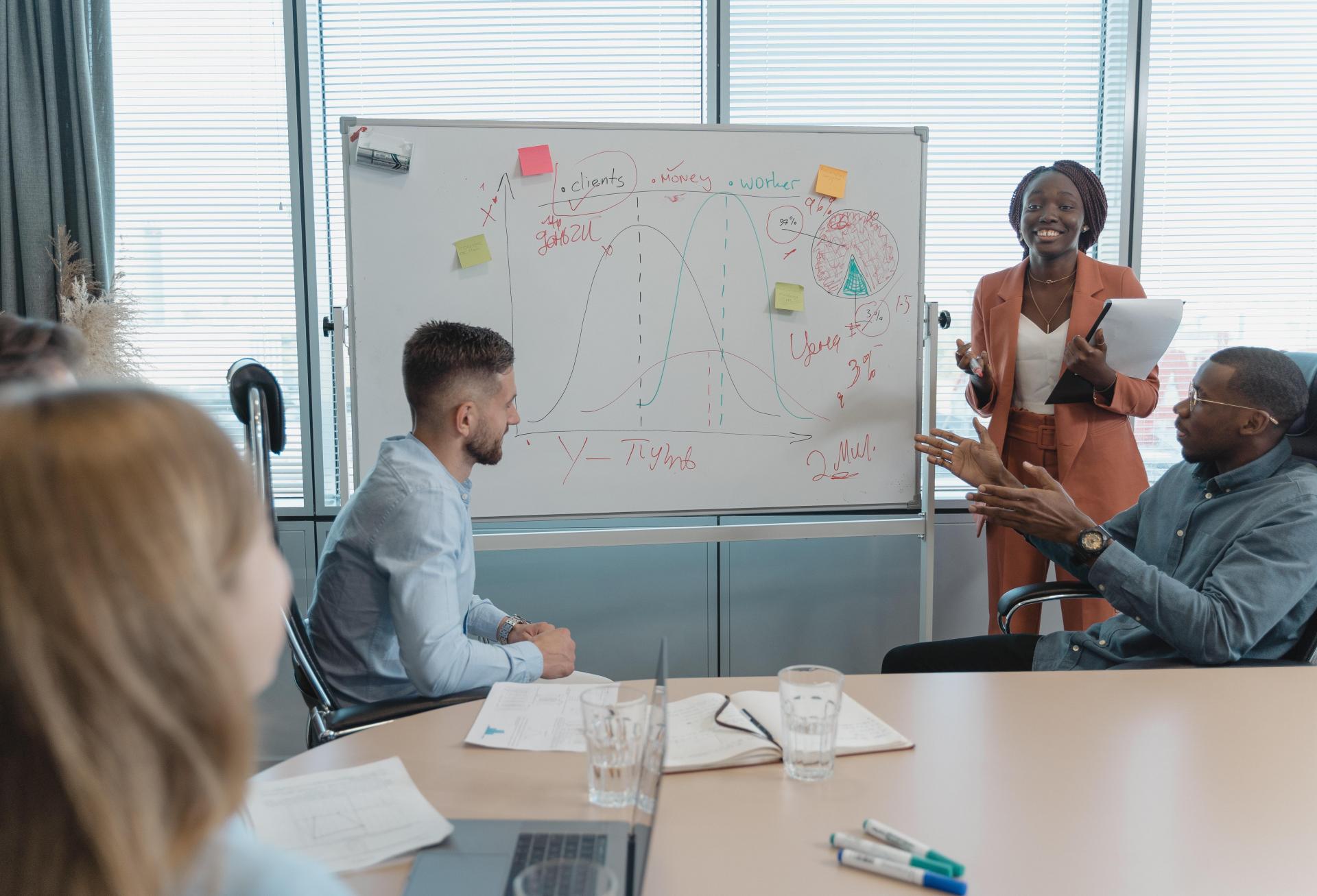 Workers in a conference room. Law offices are eager to return to the office, and are doing so much more than their neighbors, data suggests