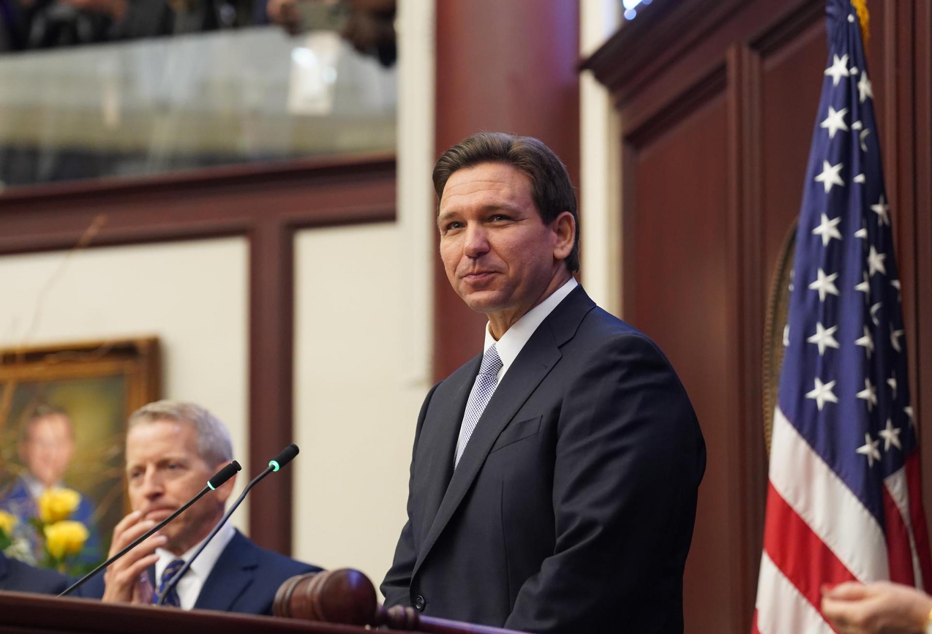 Florida Governor Ron DeSantis at the State of the State on March 7, 2023. 

Photo is from official government website. 
