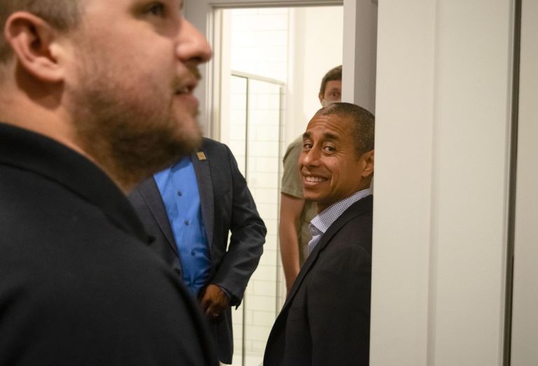 Lynch joins D.C. officials on a preview tour of Entwine on June 16, 2022.