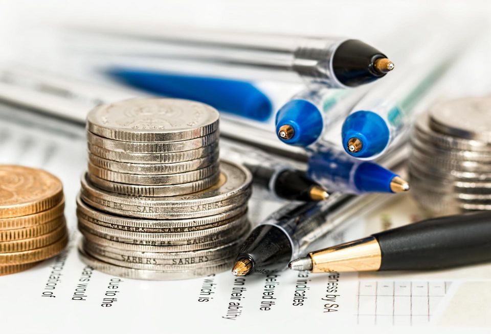 Coins and pens.