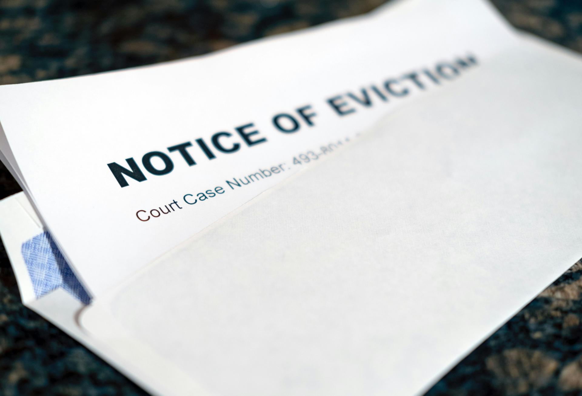 A piece of paper showing eviction