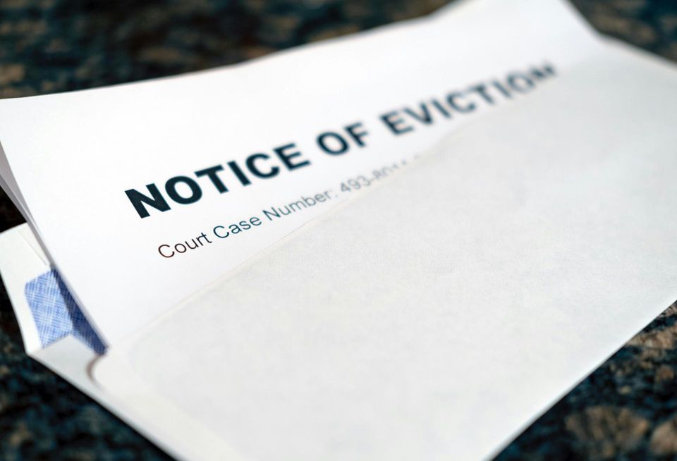 A piece of paper showing eviction