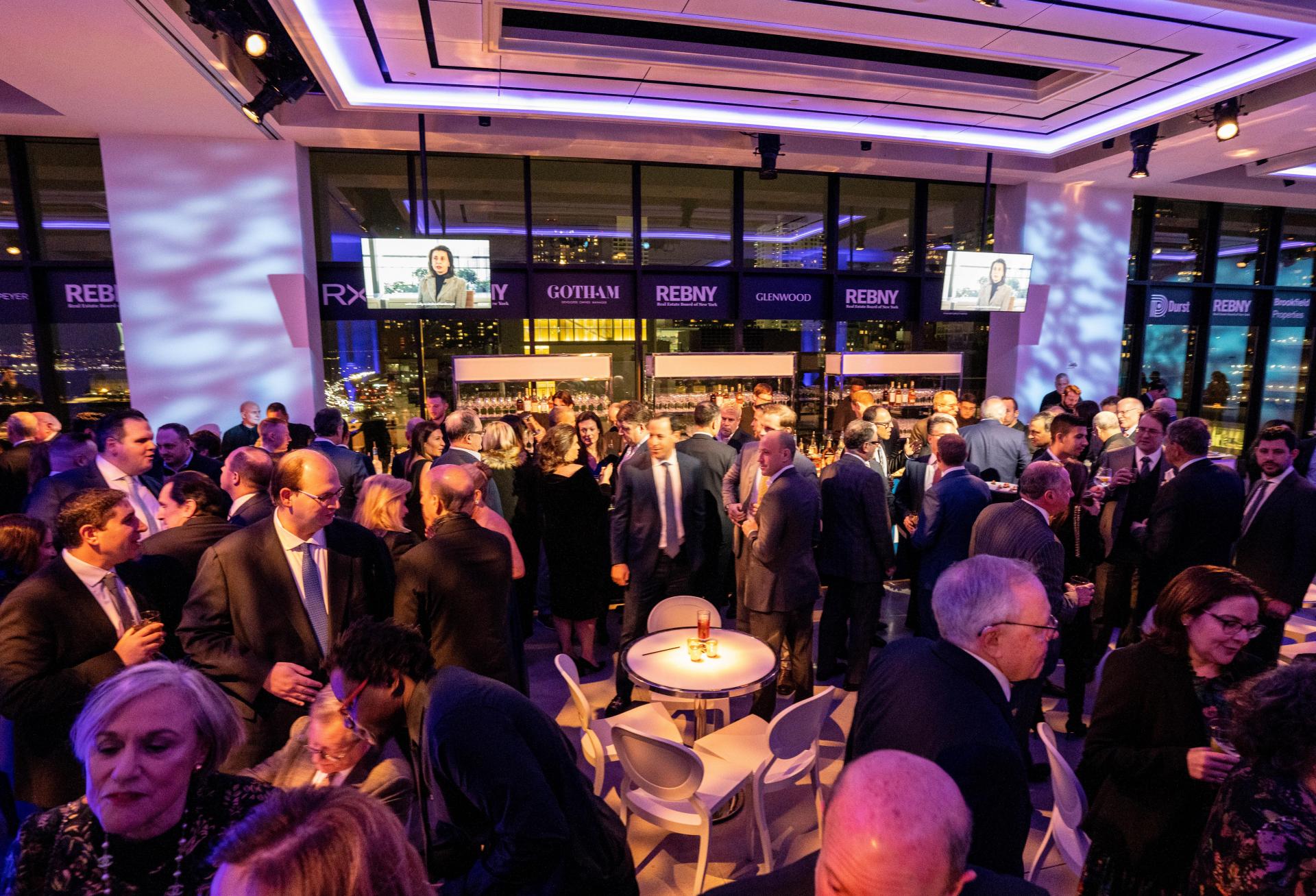 A packed networking floor at the afterparty for the REBNY 128th annual gala.