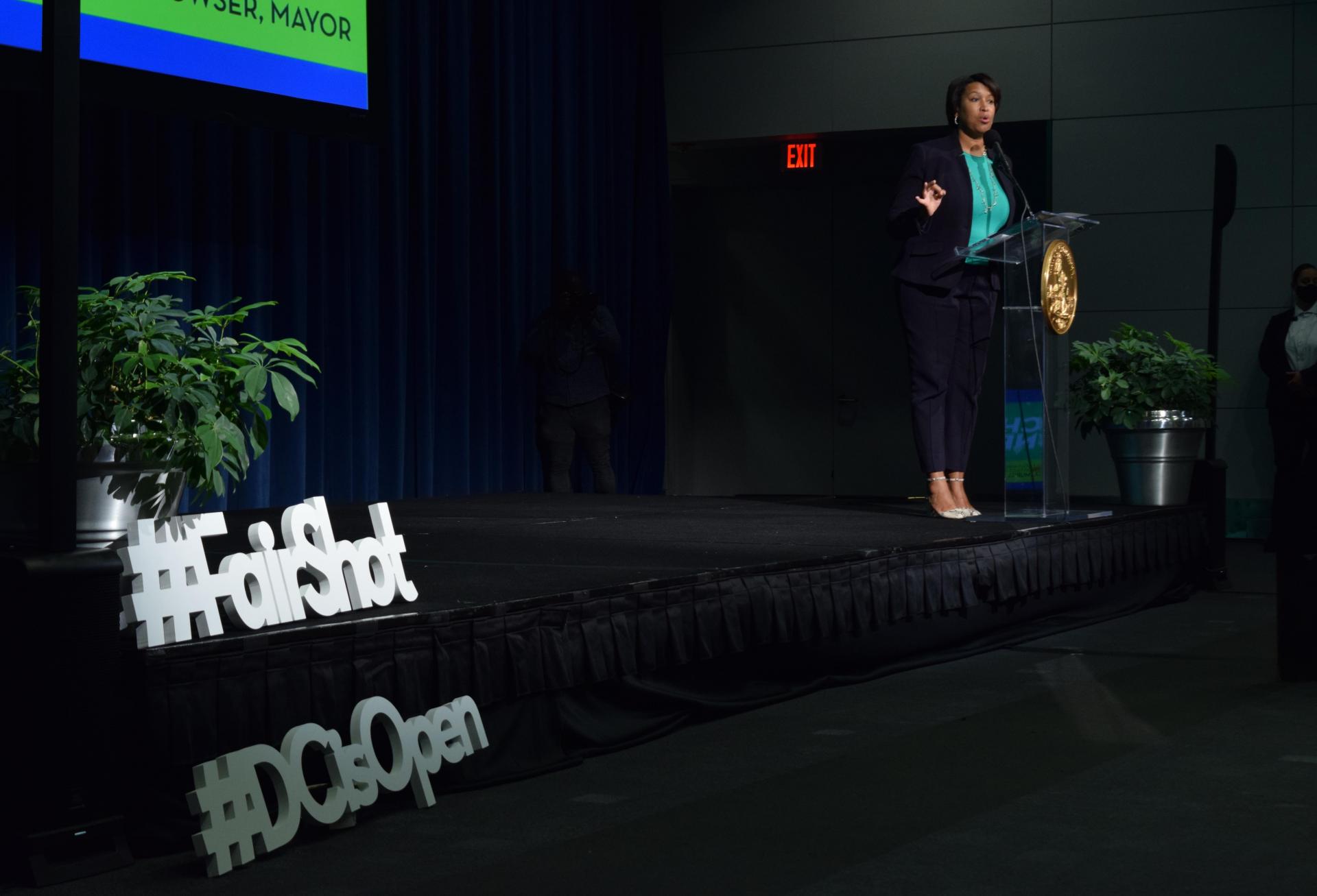 D.C. Mayor Muriel Bowser speaks during her 8th annual March Madness event on March 25, 2022.