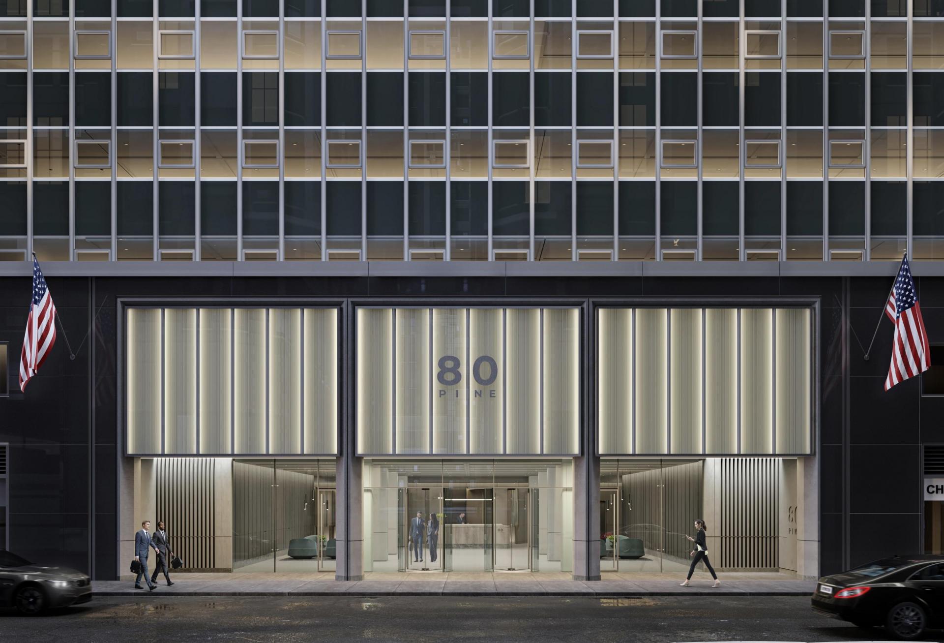 Rendering of renovation at 80 Pine 
