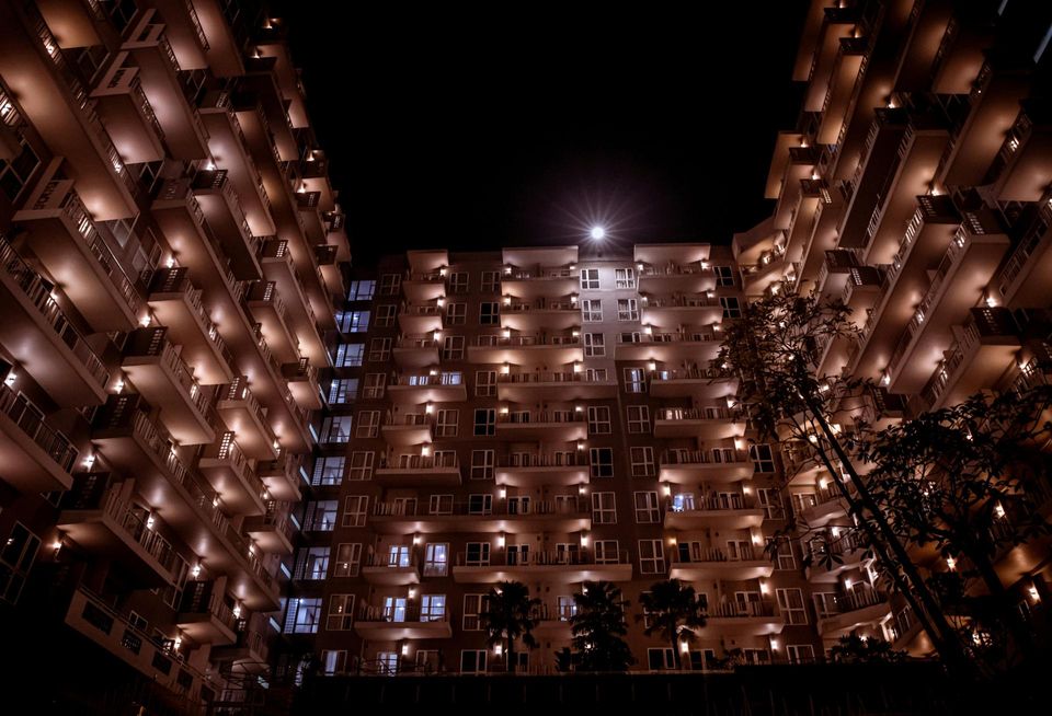 Apartment Square At Night Multifamily Night Lights