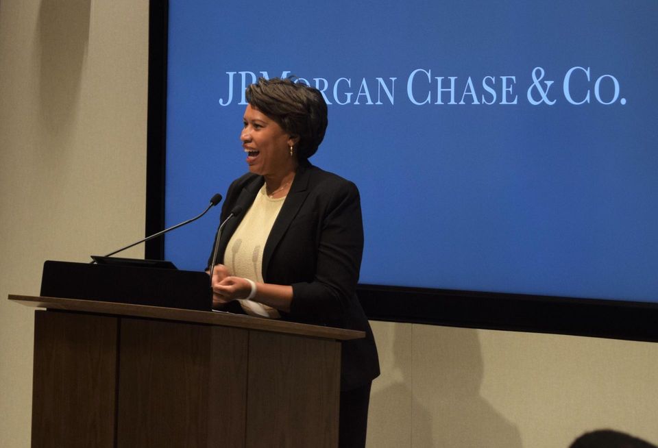 D.C. Mayor Muriel Bowser speaks at the ribbon cutting for JPMorgan Chase's regional headquarters.