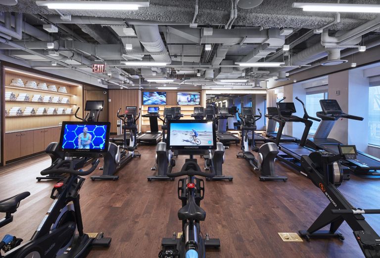 Part of the gym space inside the fourth floor amenity suite at 5 Times Square.