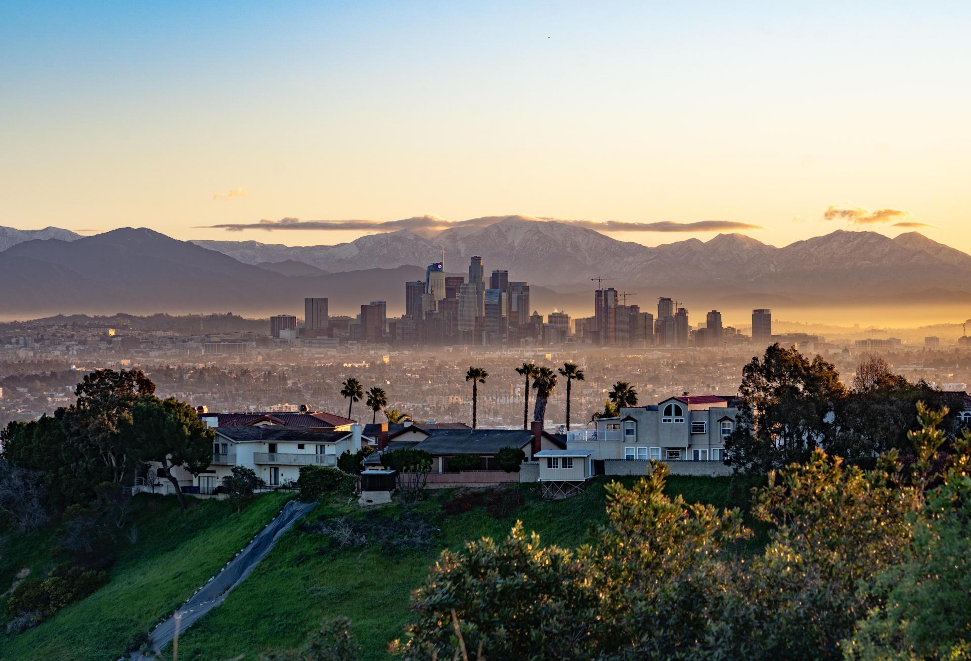 los angeles, houses, hill, hillside homes los angeles, los angeles skyline