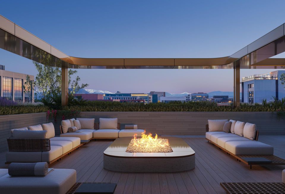 A rendering of the Waldorf Astoria Residences' planned rooftop lounge in Cherry Creek