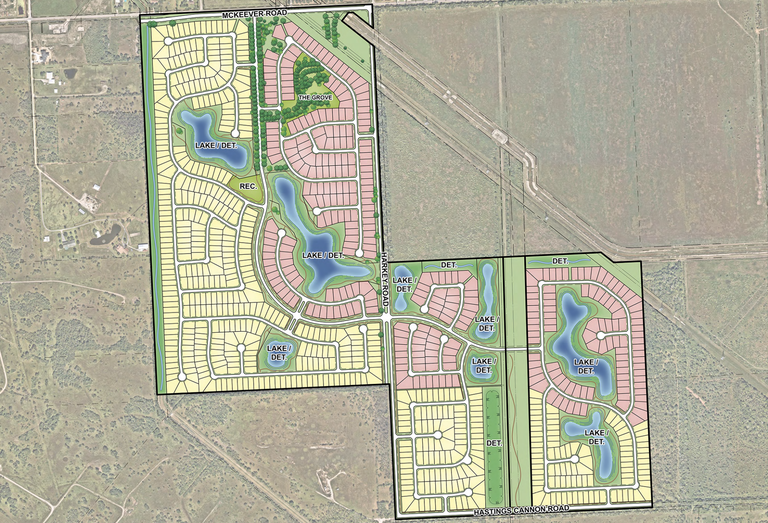 The conceptual plan for Massey Oaks, a 356-acre master-planned community in south Houston.