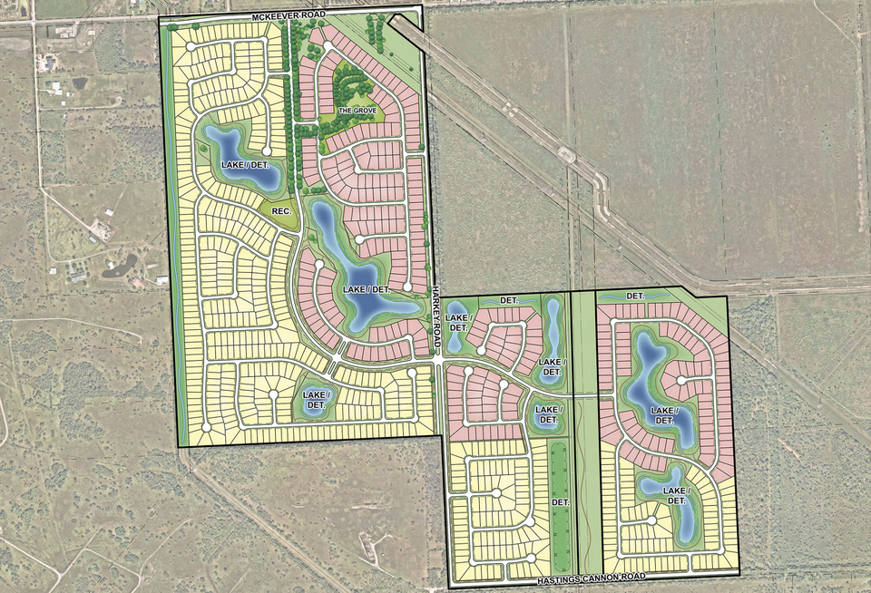The conceptual plan for Massey Oaks, a 356-acre master-planned community in south Houston.