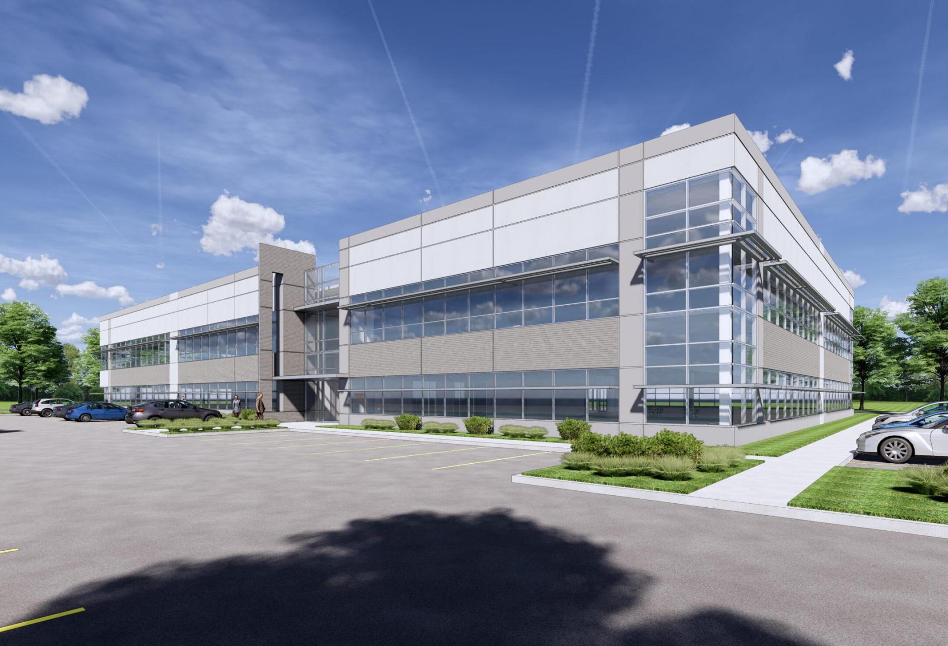 A rendering of Cedar Port Office Plaza, a two-building office development in TGS Cedar Port Industrial Park.
