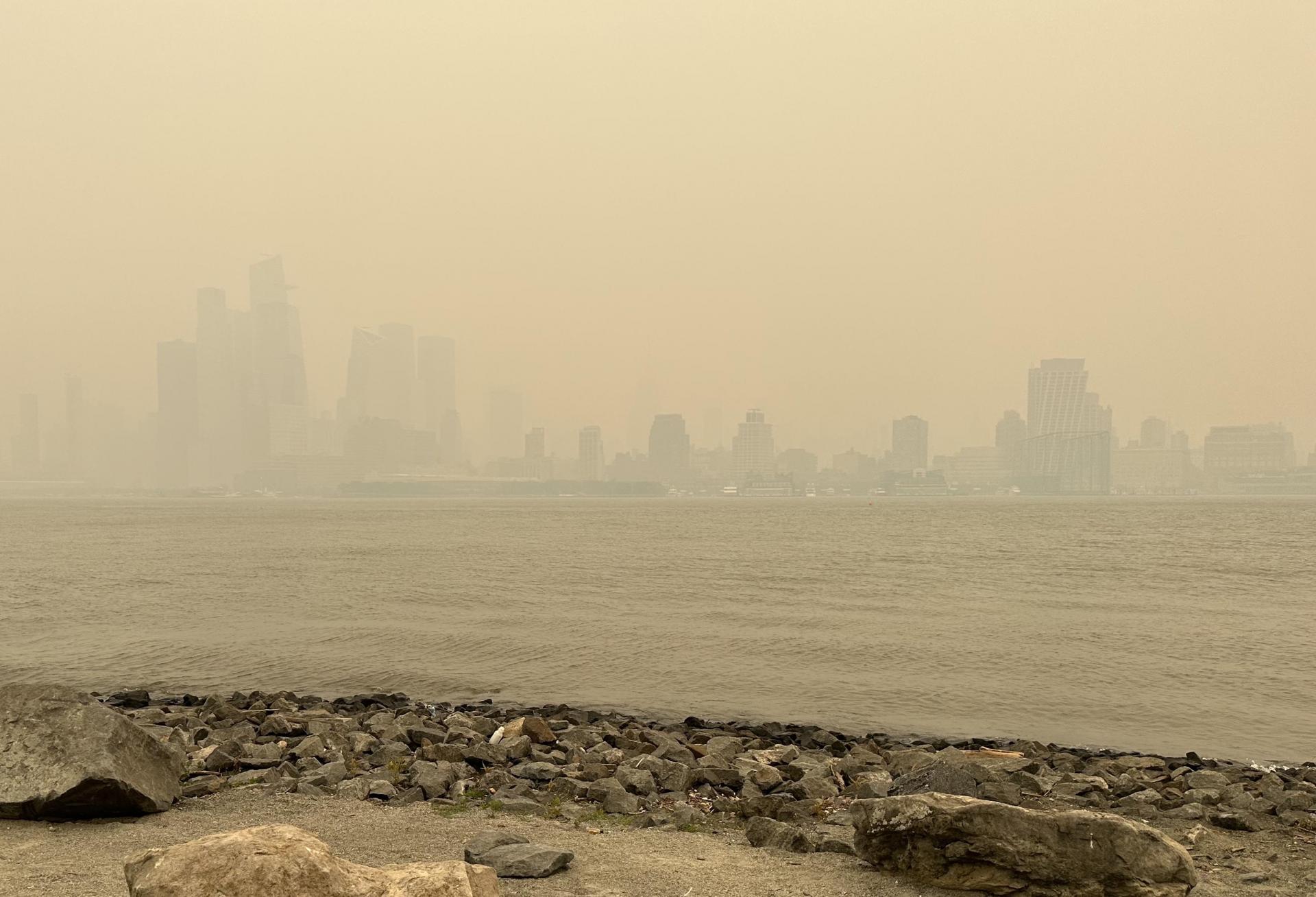 The view of the New York City skyline from Hoboken on Wednesday, June 7, 2023.