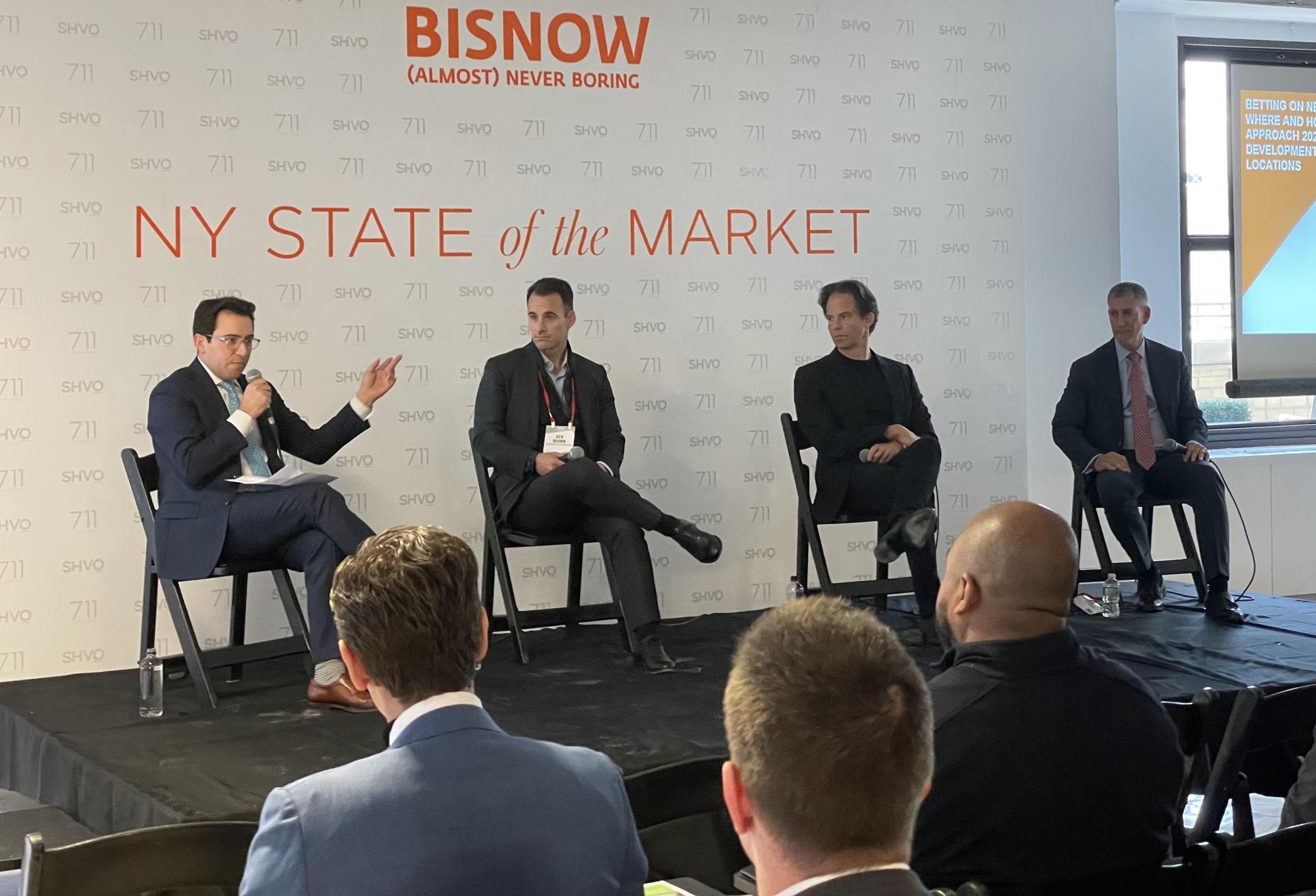 Fried Frank's Michael Werner, Brookfield's Ben Brown, Developer Michael Shvo and Silverstein Properties CEO Marty Burger at Bisnow's New York City State of the Market event Dec. 16, 2021.