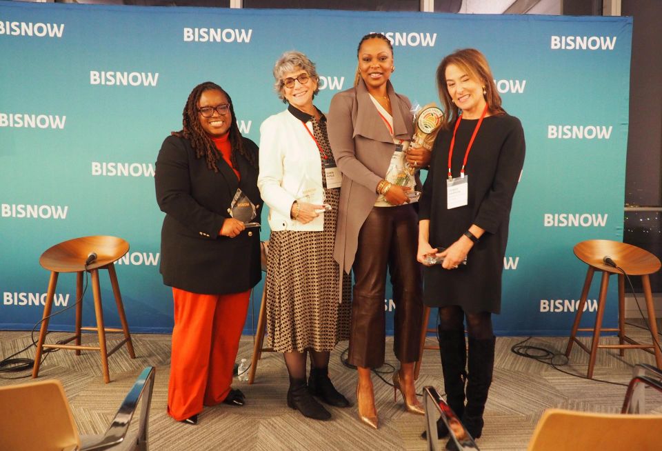 Jair Lynch Real Estate Partners' Kaleena Francis Lee, OfPlace's Robin Mosle, Bozzuto's Stephanie L. Williams and Artemis Real estate Partners' Debbie Harmon were among the honorees for Women of the Year at Bisnow's D.C. Region Women Leading Real Estate awards ceremony on Dec. 6, 2022.