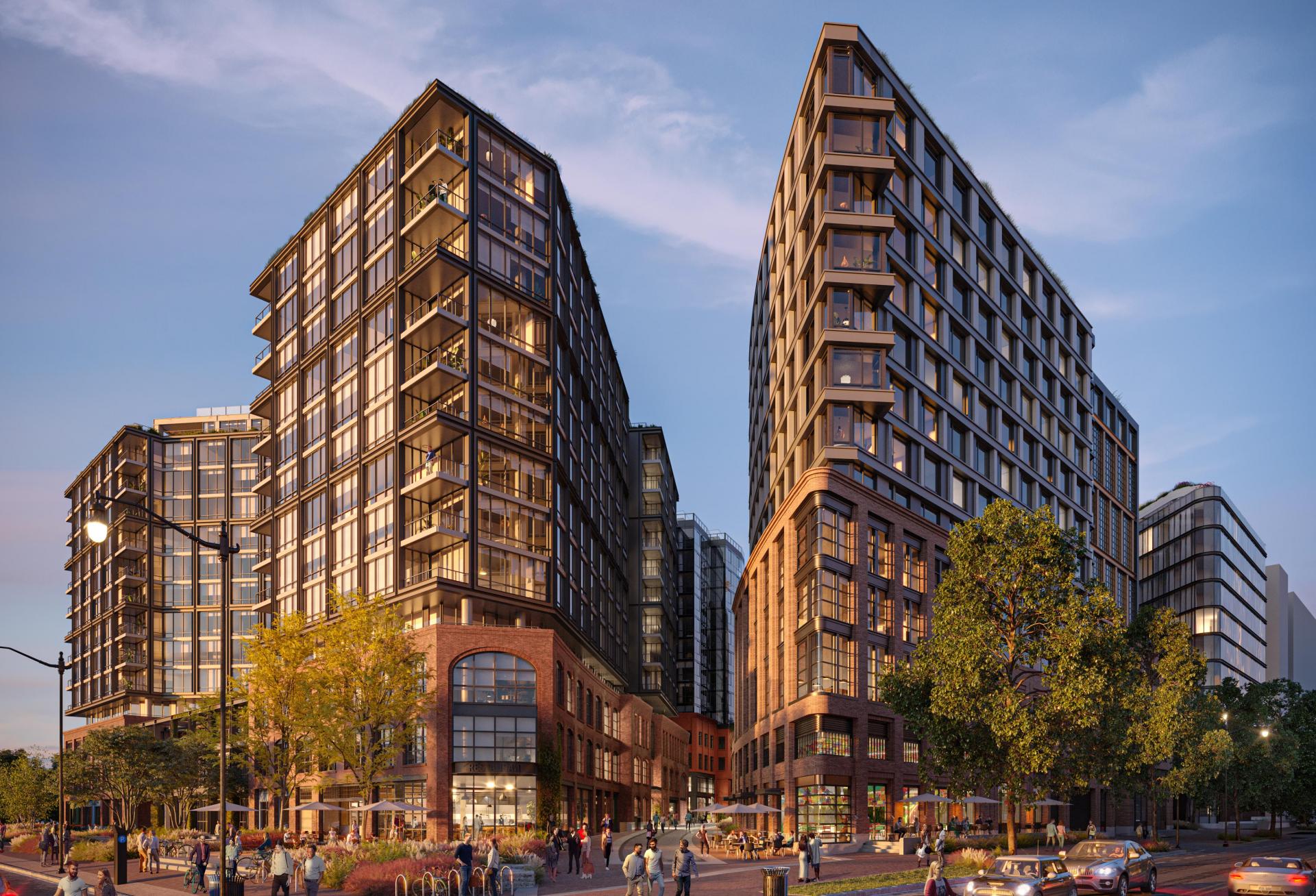 Rendering of The Stacks development in Buzzard Point, created through a joint venture between Akridge, National Real Estate Advisors (National), and Blue Coast Capital and Bridge Investment Group 
