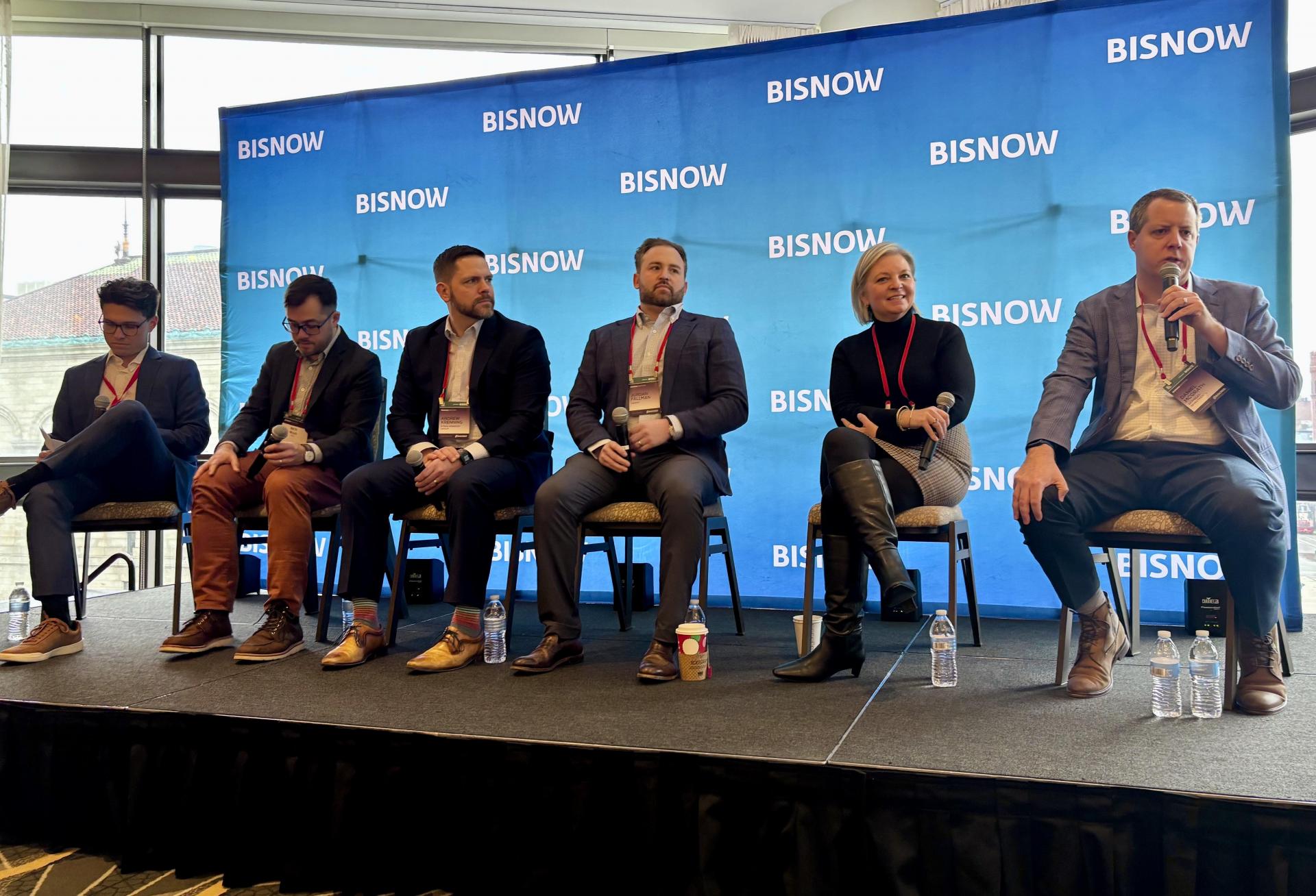 Wise Construction's Brenden Lydon, Rode Architects' Ben Wan, Syska Hennessy Group's Andrew Krenning, Sanofi's Jordan Fallman, Anchor Line Partners' Deanna Murphy and Berkeley Investments' Daniel McGrath.