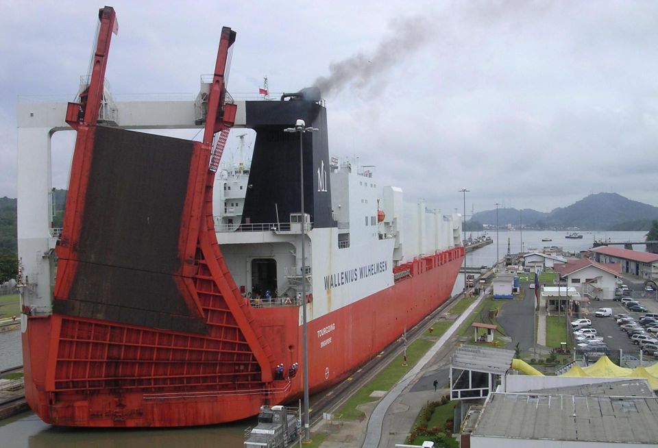 Ship Passing Through The Panama Canal