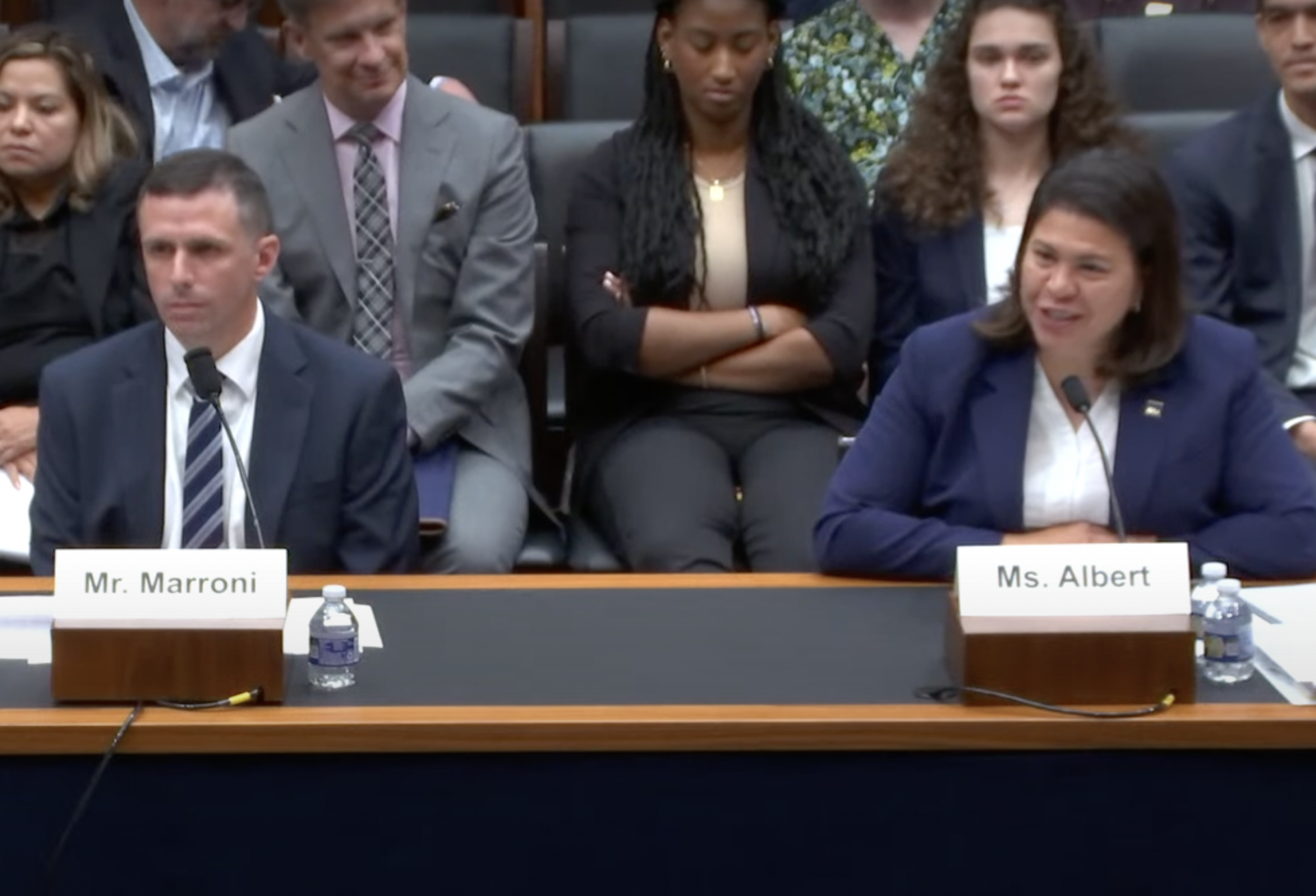 GAO Acting Director of Physical Infrastructure David Marroni and GSA Public Buildings Commissioner Nina Albert testifying to a House subcommittee July 13. 