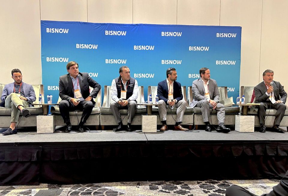 Apex Capital Realty’s Adriano Salucci, Red Oak Capital’s Paul Cleary, Linkvest Capital’s Camilo Niño, Dansker Capital Group’s Andrew Dansker, Kawa’s Jacques Holzmann and Altis Cardinal’s Frank Guerra at Bisnow’s South Florida Capital Markets And CRE Finance conference on July 23, 2024.
