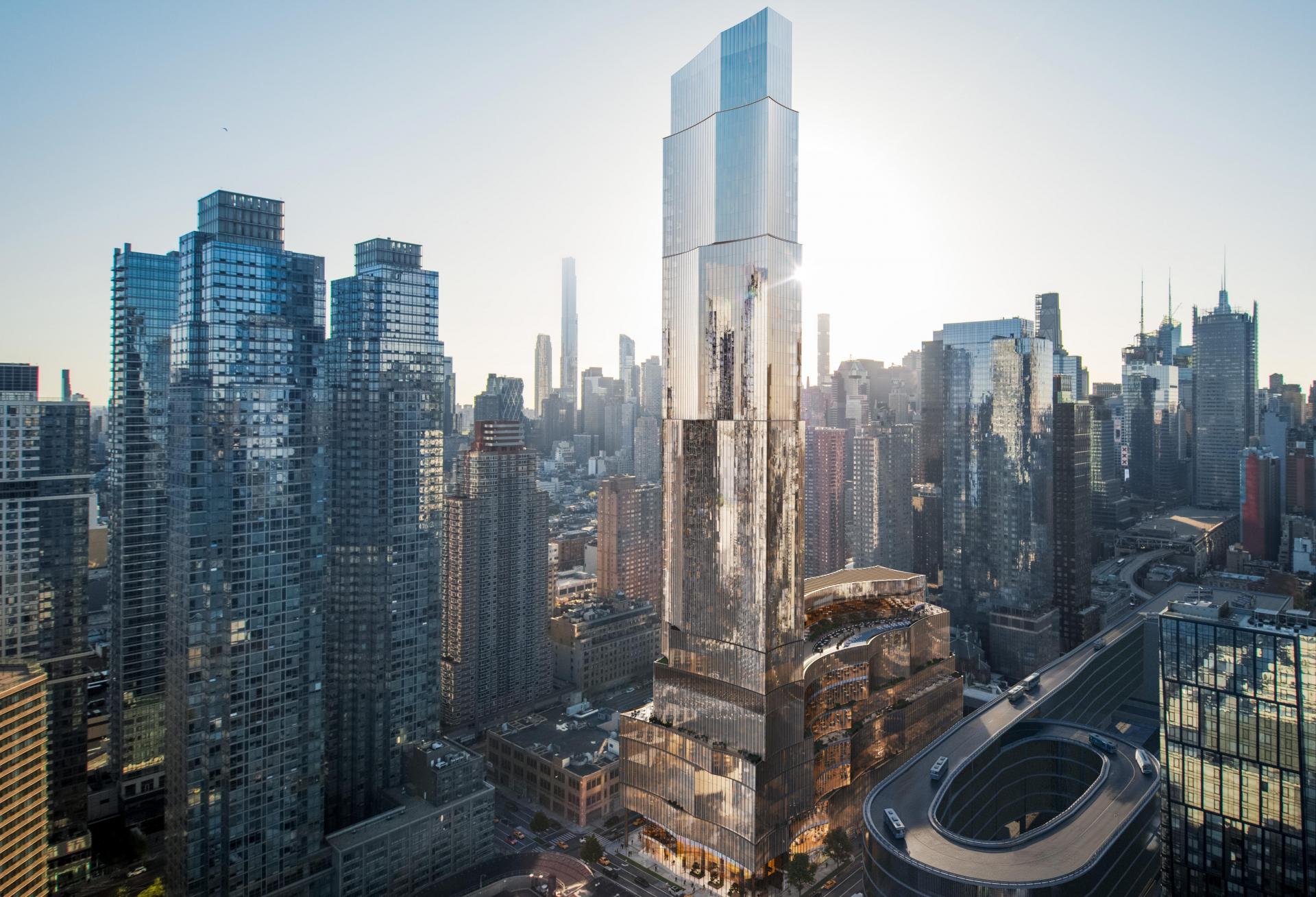 Updated renderings of The Avenir, Silverstein Properties' casino proposal The Avenir looking east with Silver Towers on the left