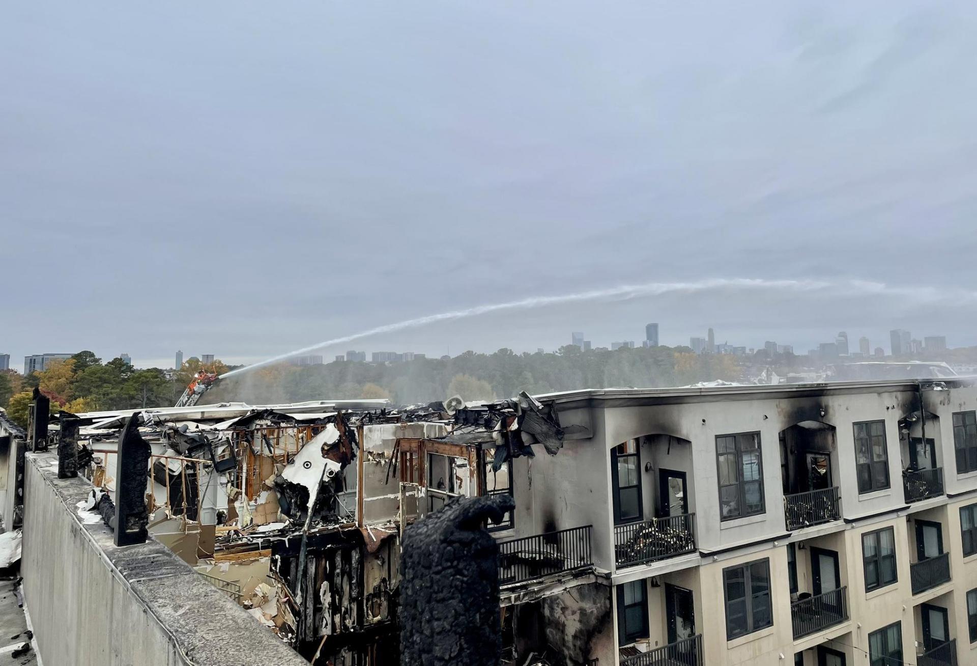The aftermath of a three-alarm fire on Friday, Nov. 10, 2023, at The Reserve at LaVista Walk apartments in Atlanta The aftermath of a three-alarm fire on Friday, Nov. 10, 2023, at The Reserve at LaVista Walk apartments in Atlanta