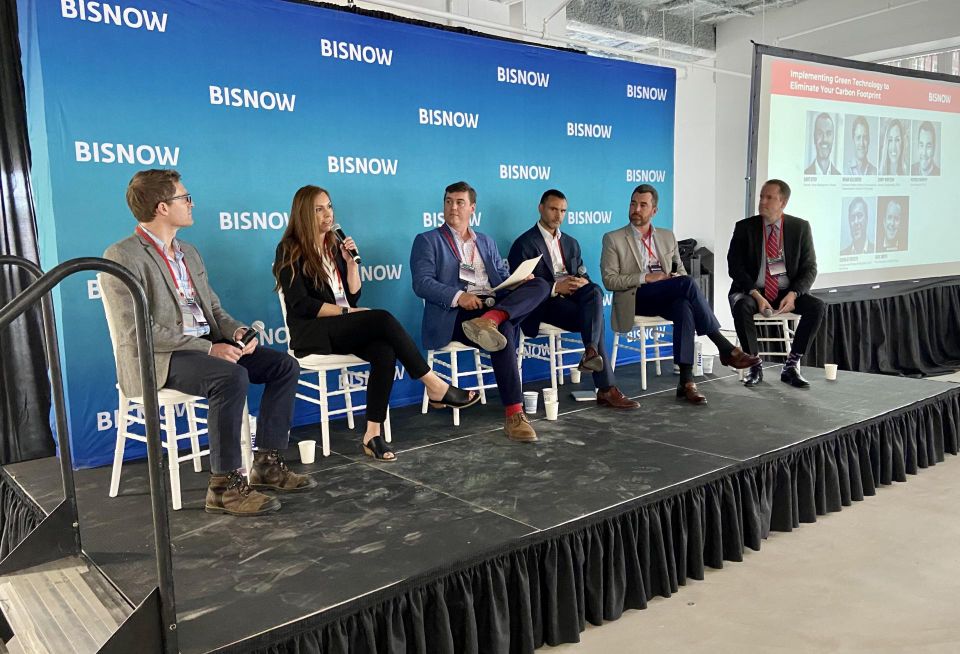 Massachusetts Institute of Technology's Brian Goldberg, IQHQ's Jenny Whitson, ELM Consulting's Charlie Benzyk, Nuveen's Dave Dyer, CREF's Patrick Murphy and Vicinity Energy's Rick Smith.