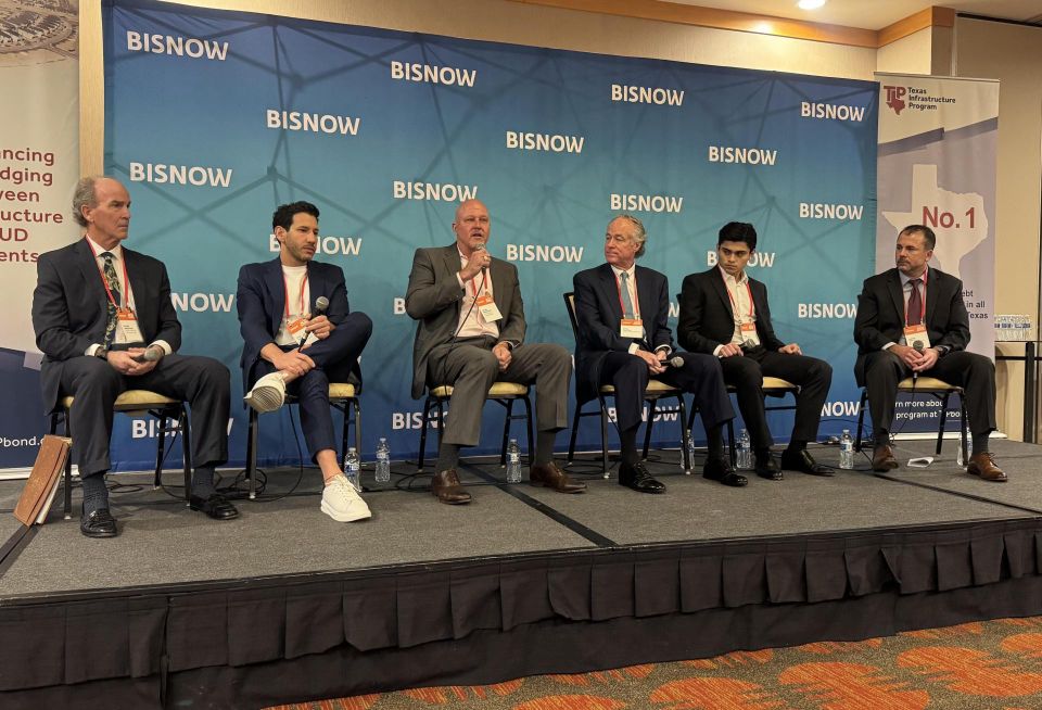 Speakers on the panel during Bisnow's 2026 Houston Master Planned Communities event.