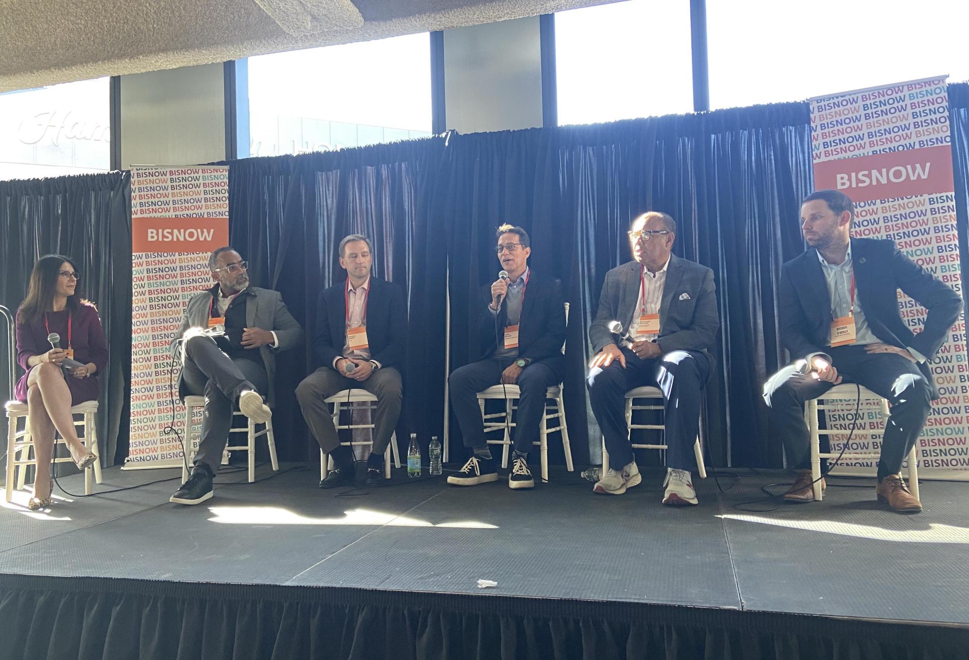 Hemenway & Barnes' Johanna Schneider, KPF's Jorge Mendoza, Ryan's Daniel Swift, Samuels & Associates' Joel Sklar, Nubian Square Development's Richard Taylor and Rider Levett Bucknall's Michael O'Reilly.