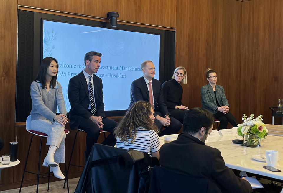 CBRE IM's Wei Luo, Bernie McNamara, Robert Shaw, Lucy Fletcher and Elisabeth Trino.