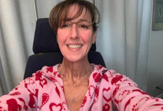 WBS Equities CEO Wendy Berger at her work-from-home station during the coronavirus pandemic.