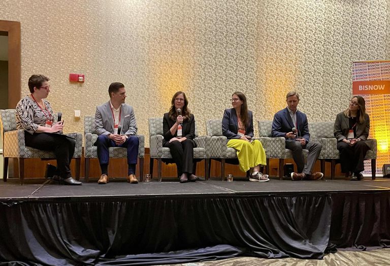 STO Building Group's Jennifer Taranto, Cushman & Wakefield's Matt Johnson, AHA Consulting Engineers, Inc.'s Katie Raymond, BrainBox AI's Emily Martis, The RMR Group's John Forester and City of Boston's Hannah Payne.