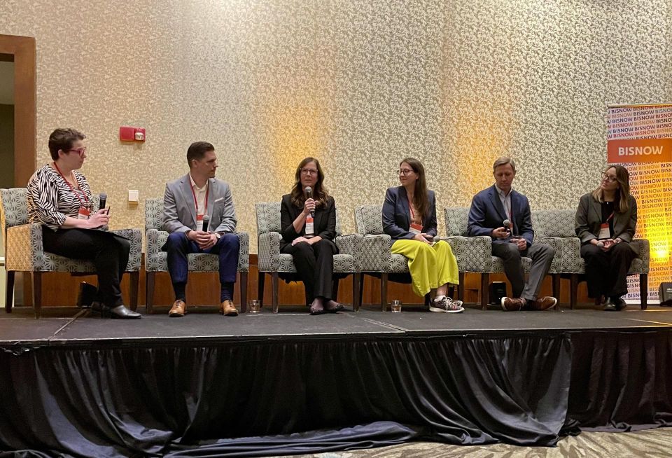 STO Building Group's Jennifer Taranto, Cushman & Wakefield's Matt Johnson, AHA Consulting Engineers, Inc.'s Katie Raymond, BrainBox AI's Emily Martis, The RMR Group's John Forester and City of Boston's Hannah Payne.