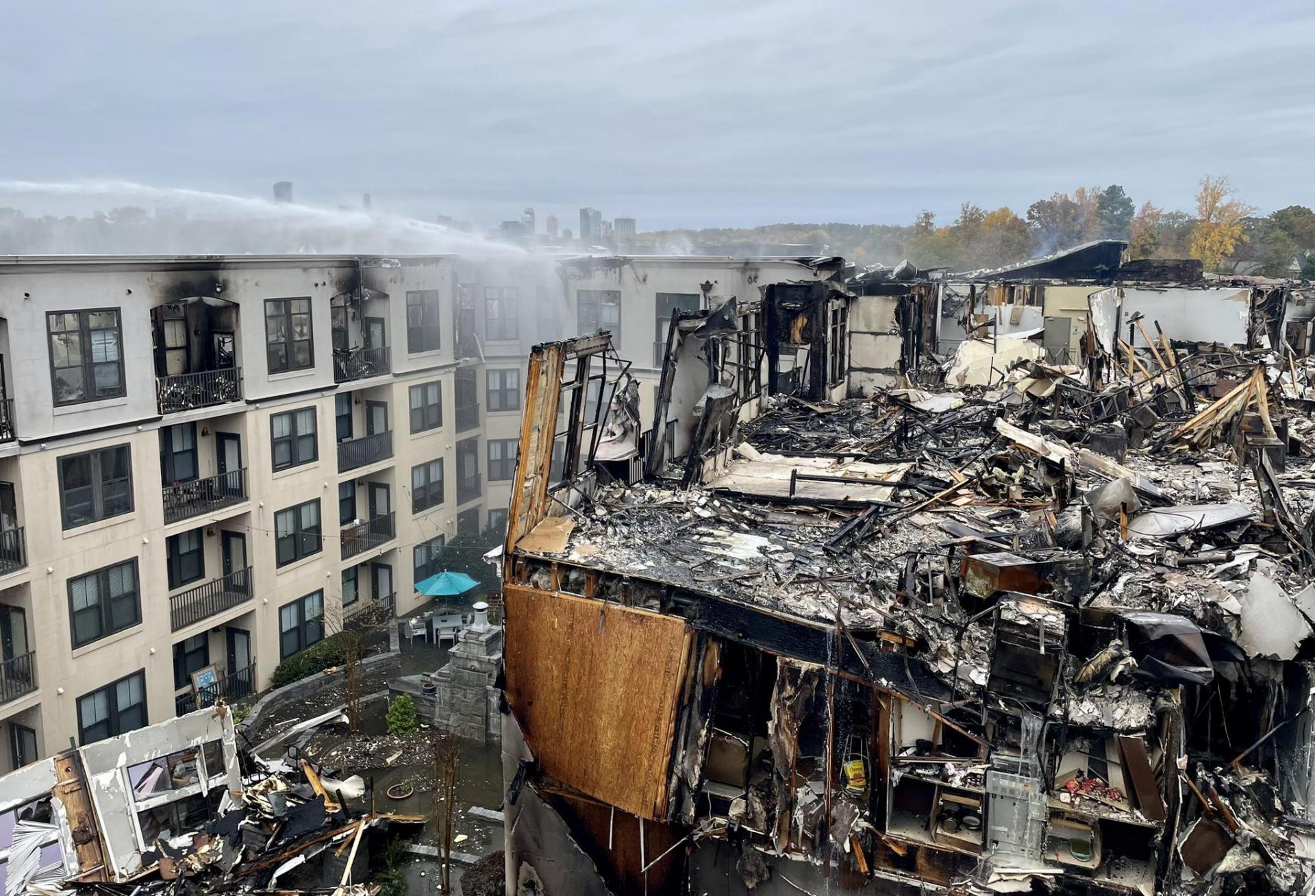 The Aftermath Of A Three-Alarm Fire On Friday, Nov. 10, 2023, At The Reserve At Lavista Walk Apartments In Atlanta The aftermath of a three-alarm fire on Friday, Nov. 10, 2023, at The Reserve at LaVista Walk apartments in Atlanta