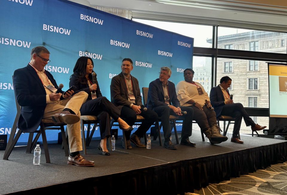 First Citizens Bank's Bill Massos, IQHQ's Kim Thai, HGA's Mark Allen, Buro Happold's John Swift, Fosun Pharma's Kadia Ouellette and Columbia Construction's Bill Olson.