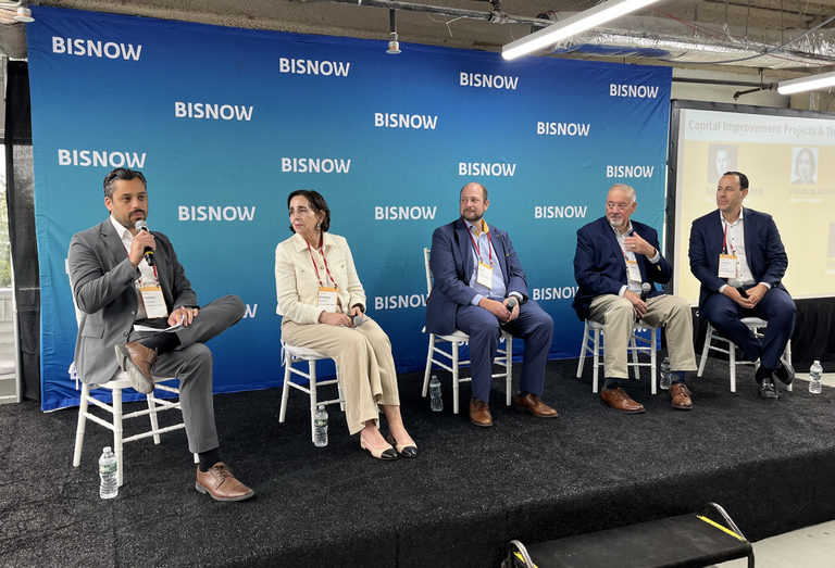 Dansker Capital Group's Andrew Dansker, Long Beach's Patricia Bourne, Nuveen Green Capital's Mike Doty, Hempstead IDA/LDC's Thomas Grech and The Feil Organization's Andrew Wiener.