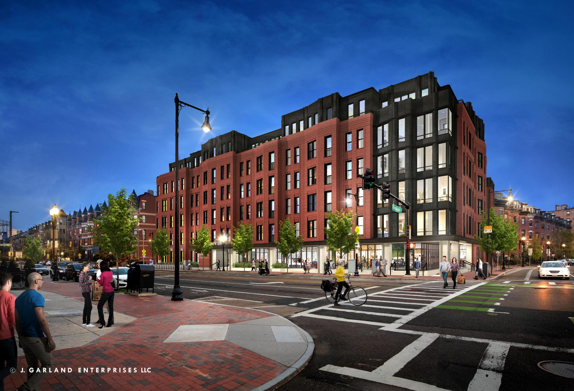 A rendering of the redeveloped 566 Columbus Ave., Boston, Massachusetts - New Boston Ventures redevelopment of Harriet Tubman House South End