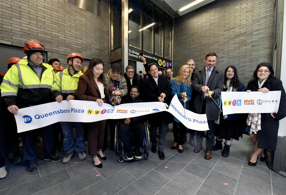 MTA Construction & Development President Jamie Torres-Springer and Chief Accessibility Officer Quemuel Arroyo are joined by local leaders and advocates for a ribbon-cutting ceremony at a new elevator to the Queensboro Plaza station, within 25-01 Queens Plaza North on Thursday, Apr 10, 2025. It is the first such project under the Zoning for Accessibility (ZFA) initiative to open to the public.