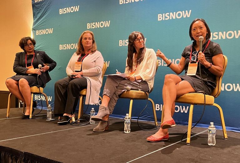 The City of Cambridge's Iram Farooq, Kendall Square Association's Beth O'Neill Maloney, Sullivan & Worcester's Jennifer Schultz and the State of Massachusetts' Yvonne Hao.