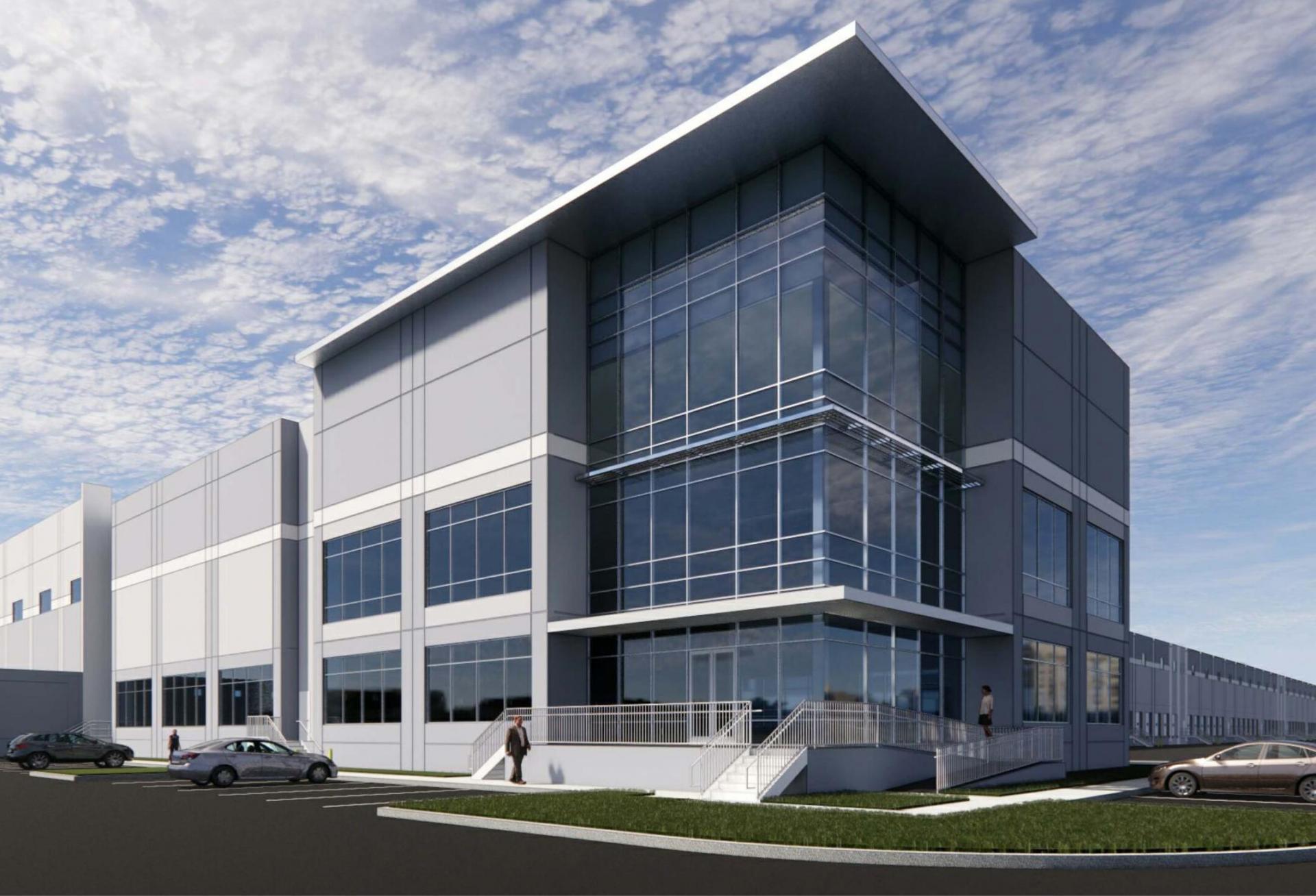 A rendering of the 1.2M speculative warehouse project under construction in TGS Cedar Port Industrial Park.