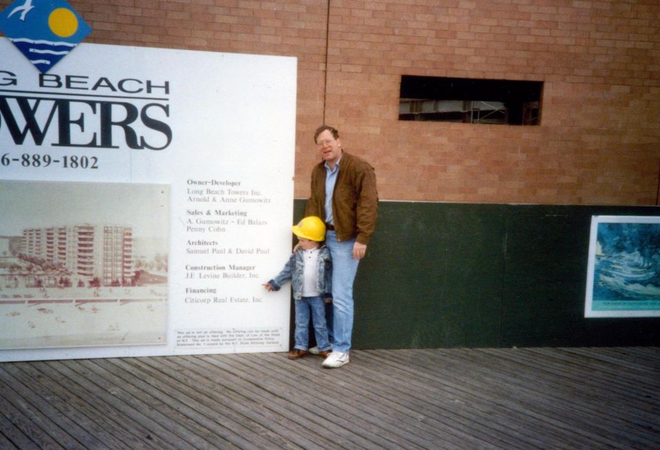 Douglaston founder Jeff Levine and his son, Ben, in the 1980s