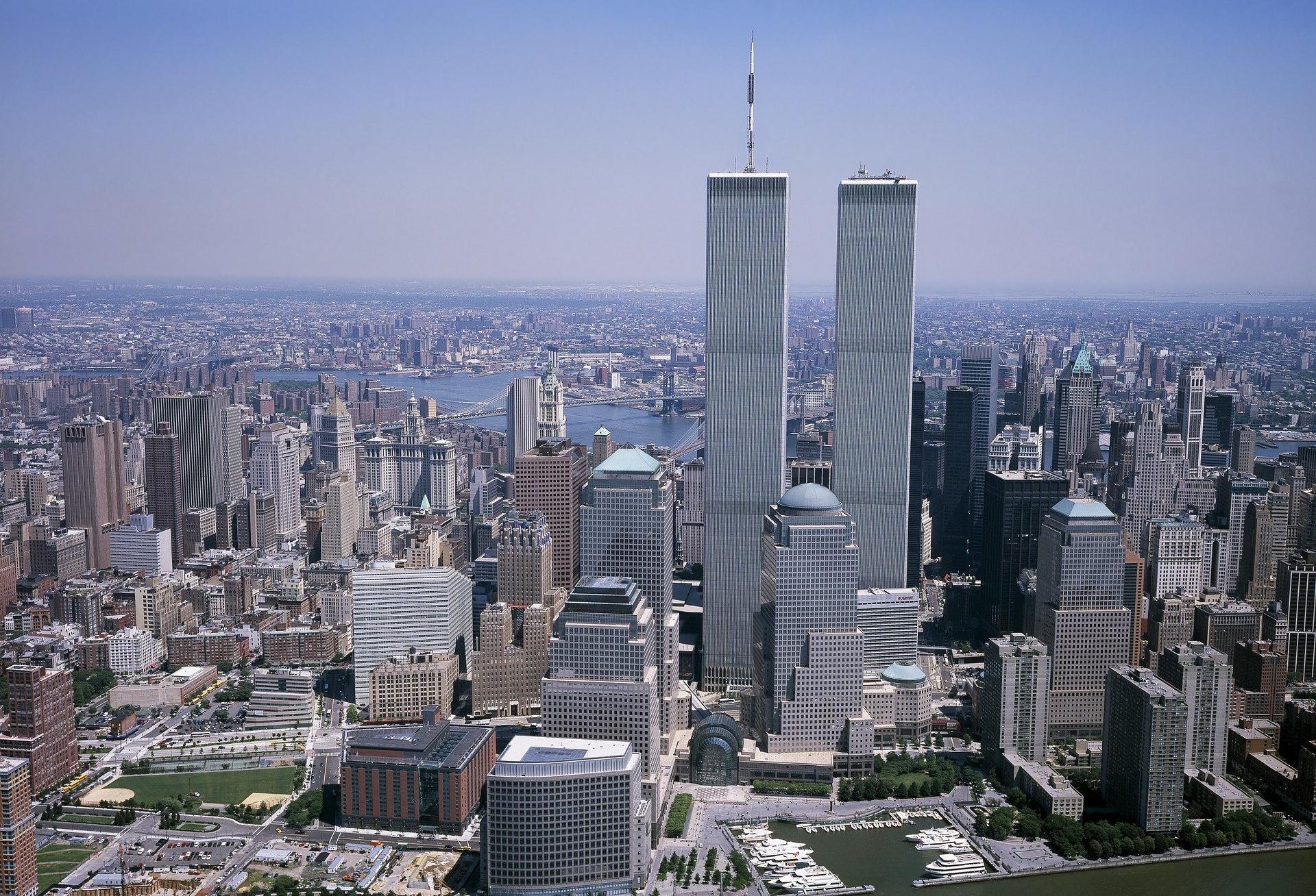 The twin towers of the World Trade Center in New York City, prior to Sept. 11, 2001.