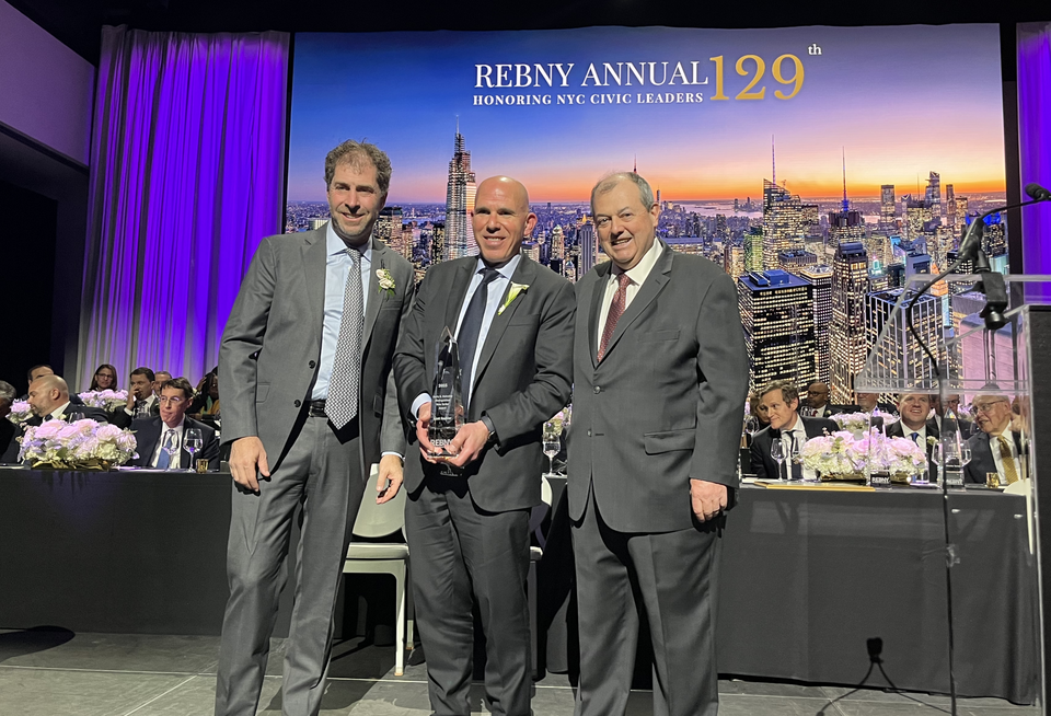 RXR's Scott Rechler being presented with the Harry B. Helmsley Distinguished New Yorker Award at REBNY's 129th annual gala.